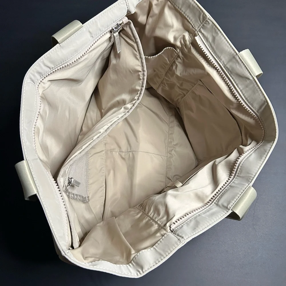 Athleta All About Tote Bag NWT Beige Recycled Water-Repellent Gym Travel Tote - Picture 3 of 4